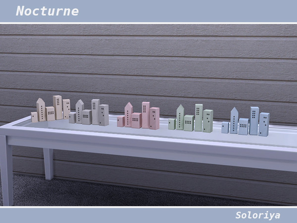 Sims 4 — Nocturne Mini Houses by soloriya — Some decorative mini houses. Part of Nocturne set. 5 color variations.