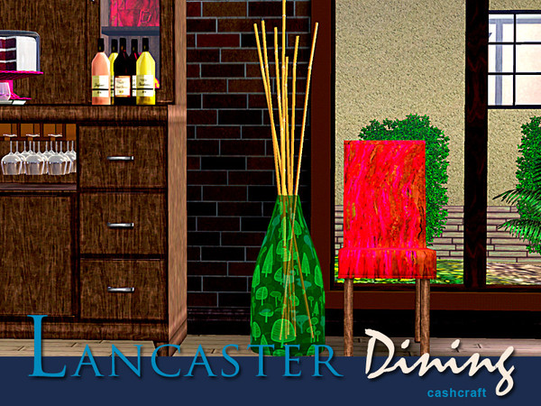 Sims 3 — Lancaster Dining Vase with Bamboo Sticks by Cashcraft — It's a tall, decorative, glass vase for your home.