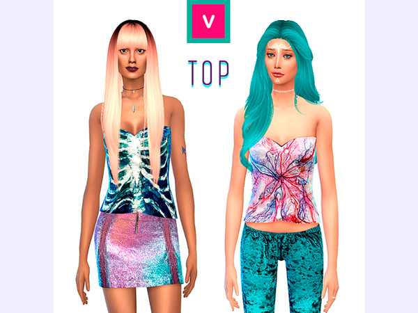 Sims 4 — Ribs + Circulatory System Top by Verismaya2 — Female Top in two recolors for young-adult girls! 