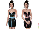 Sims 4 — Neon Striped Dress by itsleeloo — Blac bodycon dress with neon colored stripes. 7 swatches.