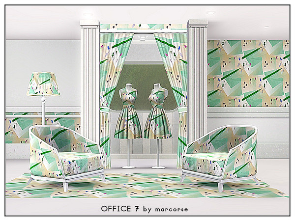 Sims 3 — Office 7_marcorse by marcorse — Themed pattern - pencils, paper and push pins for office decor.