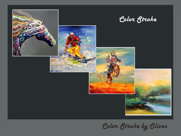 Sims 4 — Color Strokes by olivas2 — Created for: The Sims 4 Recolor of a base game painting Set contains four pictures.