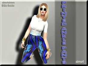 Sims 4 — Printed Ankle Pants - mesh needed by sims4sisters — Recolor of Adore Pants by beverlyhillssims (50) Color