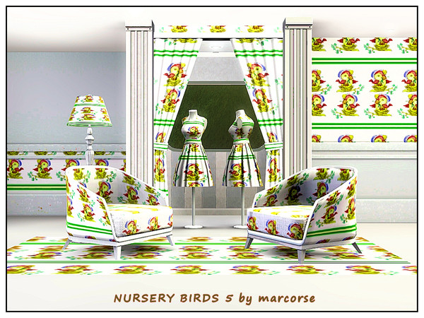 Sims 3 — Nursery Birds 5_marcorse by marcorse — Themed pattern - cartoon bird for the nursery wall.