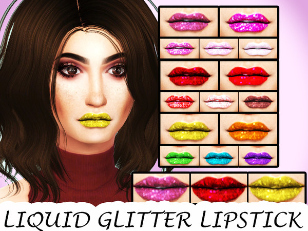 Sims 4 — Liquid Glitter Lipstick by JigglySimmer — Female Young adult to elder
