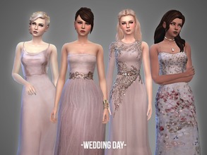 Sims 4 — Wedding Day - collection by -April- — Hey! This pink-toned wedding collection includes 4 gowns in