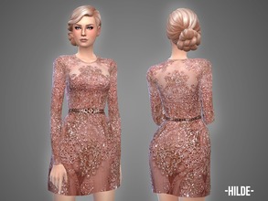 Sims 4 — Hilde - dress by -April- — Hey! This embroidered dress with a detailed belt comes in 3 color variations. New