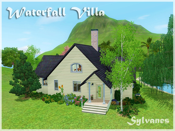 Sims 3 — Waterfall Villa by sylvanesence2 — This is a villa, featuring two bedrooms and one bathroom, with a real