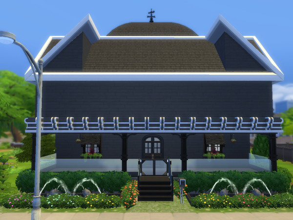 Sims 4 — Black Wood  by RRandom20 — This Big Black House features two bedrooms, two bathrooms and a stylish roof. Plenty