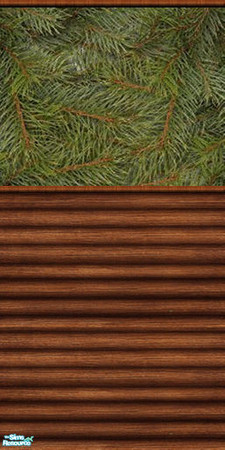 Sims 2 — Winter Dreams Wall by Riverwillows — Piney wallpaper matched with split logs to make your whole house feel like