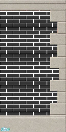 Sims 2 — Black Brick - Right Bordered by simonandy — Uniform wall made from black bricks with bordering to the right in