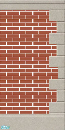 Sims 2 — Brown Brick - Right Border by simonandy — Uniform wall made out of brown brick bordered with stone to the right