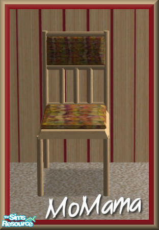 Sims 2 — NK Homeright Comfy LR - Desk Chair by MoMama — A desk chair in white beech wood and multi-colored tweed.