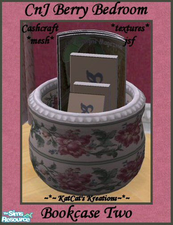 Sims 2 — CnJ Berry Bedroom - Bookcase Two by KatCat — Recolor of Cashcraft\'s \"Vintage Charm Bedroom - Bookcase