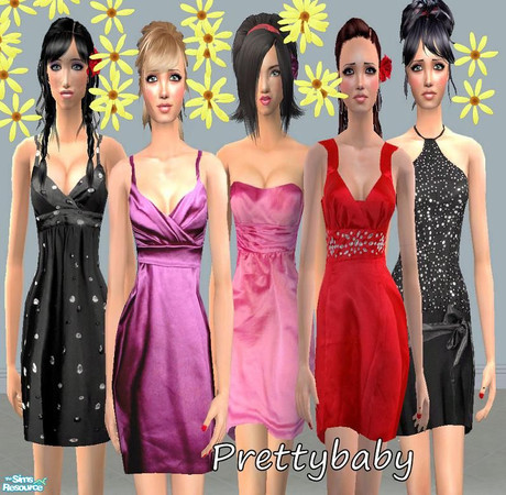 Sims 2 — Dress Set by pretty_baby — a set of 5 dresses for your adult lady:) mesh is needed by the ever so wonderfully