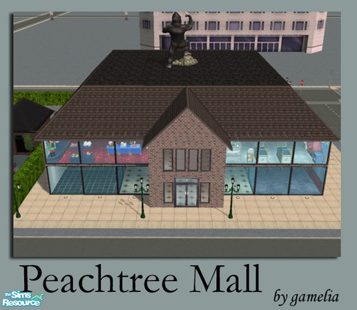 Sims 2 — Peachtree Mall by gamelia — Shopping mall on a 3x3 flat lot; 2 floors. Can be used as a community lot or
