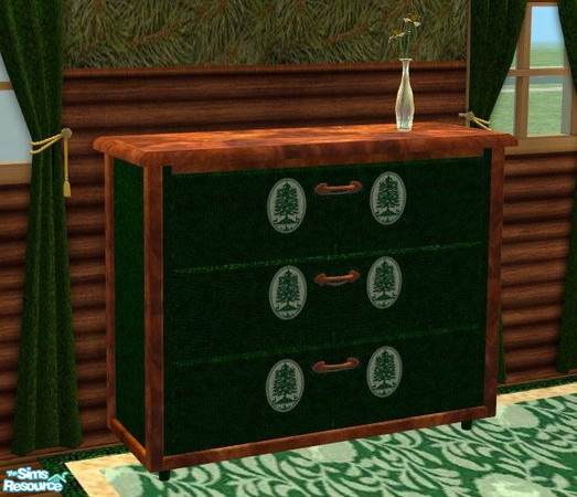 Sims 2 — Winter Dreams Bedroom - Dresser by Riverwillows — Cozy cabin bedroom, with fireplace to warm up those frosty