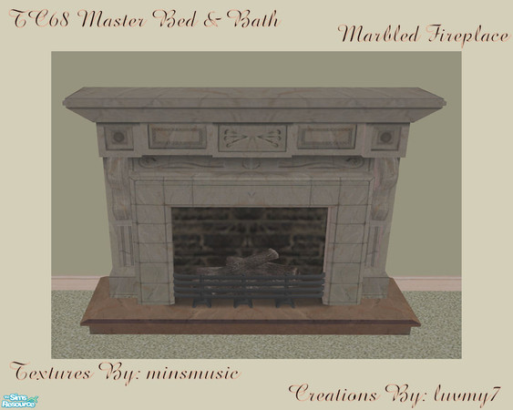 Sims 2 — TC68 Master Bed and Bath -  Marbled Fireplace by luvmy7 — A very nice Marbled Fireplace recolored to match my