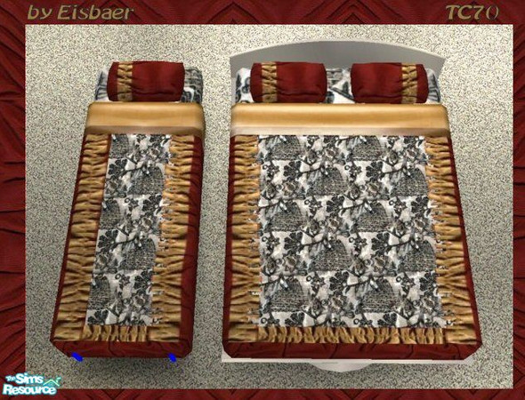 Sims 2 — Chez Dark Princess TC70 - Bedding by Eisbaerbonzo — Velvet and gold bedding with Escher fishes in the middle