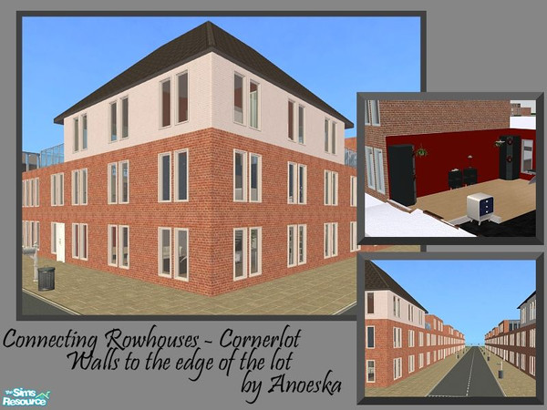 Sims 2 — Connecting Rowhouses - Cornerlot by AnoeskaB — Modern urban corner rowhouse on 2x2 lot. This is the first of a