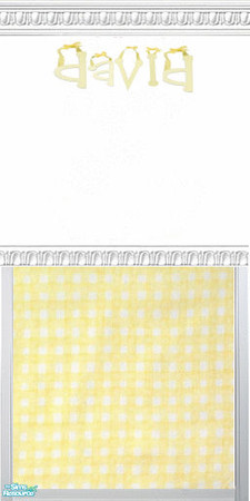 Sims 2 — Blue & Yellow Gingham Name Wall Set - In by kollens — Blue & Yellow Gingham Wallpaper Labeled with the
