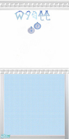Sims 2 — Blue & Yellow Gingham Name Wall Set - In by kollens — Blue & Yellow Gingham Wallpaper Labeled with the