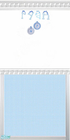 Sims 2 — Blue & Yellow Gingham Name Wall Set - In by kollens — Blue & Yellow Gingham Wallpaper Labeled with the