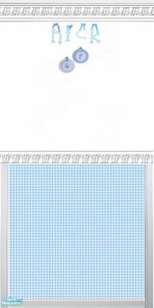 Sims 2 — Blue & Yellow Gingham Name Wall Set - In by kollens — Blue & Yellow Gingham Wallpaper Labeled with the