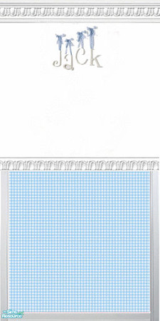 Sims 2 — Blue & Yellow Gingham Name Wall Set - In by kollens — Blue & Yellow Gingham Wallpaper Labeled with the