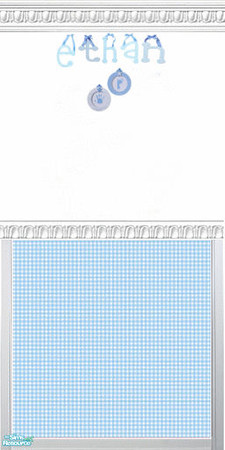 Sims 2 — Blue & Yellow Gingham Name Wall Set - In by kollens — Blue & Yellow Gingham Wallpaper Labeled with the