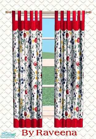 Sims 2 — Country Style Curtains - Little Flower by Raveena — You need BitzyBus's mesh for this object to work in your