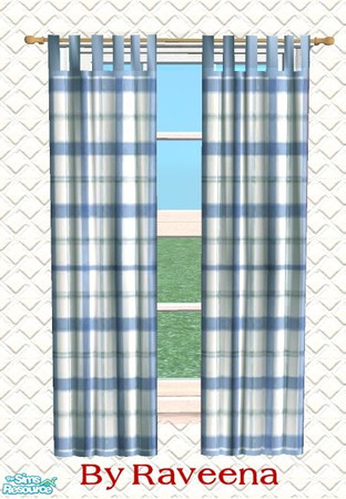 Sims 2 — Country Style Curtains - Blue Plaid by Raveena — You need BitzyBus's mesh for this object to work in your game.