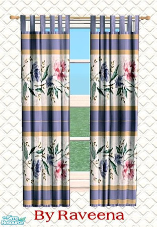 Sims 2 — Country Style Curtains - Lav. Flower 2 by Raveena — You need BitzyBus's mesh for this object to work in your
