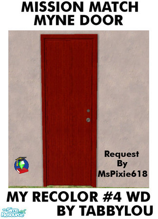 Sims 2 — TL - MM Myne Door Recolor4 Wd by TabbyLou — My Recolor #4 Wood Recolor of UNI EP's One Tile Myne Door requested
