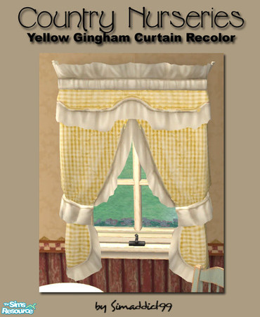 Sims 2 — Gingham Country Nursery - yellow curtain by Simaddict99 — yellow gingham curtain recolor to match my nursery set
