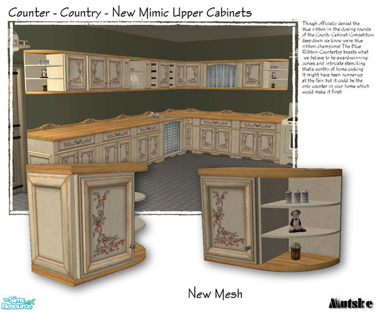 Sims 2 — Country Upper Cabinets - Right Corner by Mutske — New mesh, uses the textures from the original counter. Seasons