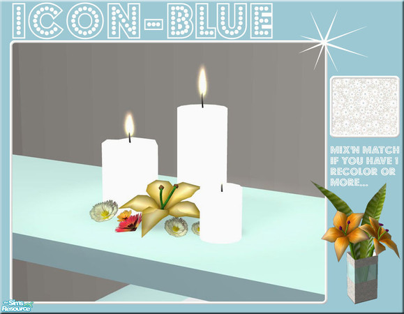 Sims 2 — Icon - Blue Candles by linegud — A light blue recolor of my Icon set, please download the mesh set for this to