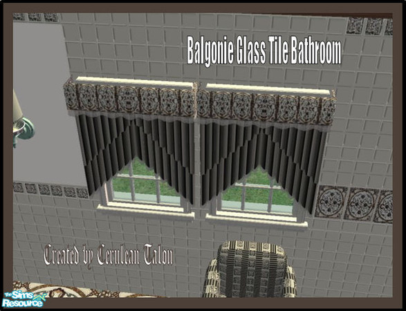 Sims 2 — Balgonie Glass Tile Bath - Curtains by Cerulean Talon — Extravagantly elegant medallions made of sturdy Balgonie
