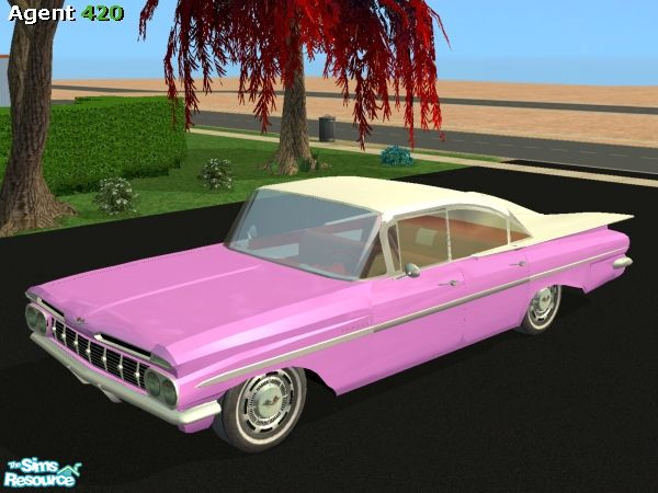 Sims 2 — Old School Pink 1959 Chevrolet Impala by Agent420 — An Old School Pink 1959 Chevrolet Impala Paint Job. Mesh by