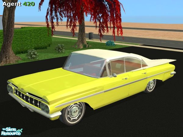 Sims 2 — Old School Yellow 1959 Chevrolet Impala by Agent420 — An Old School Yellow 1959 Chevrolet Impala Paint Job. Mesh