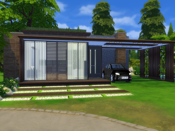 Sims 4 — Simple Living by Suzz86 — Modern Home featuring open kitchen with breakfast bar ,and livingroom. 1 bedroom, 1
