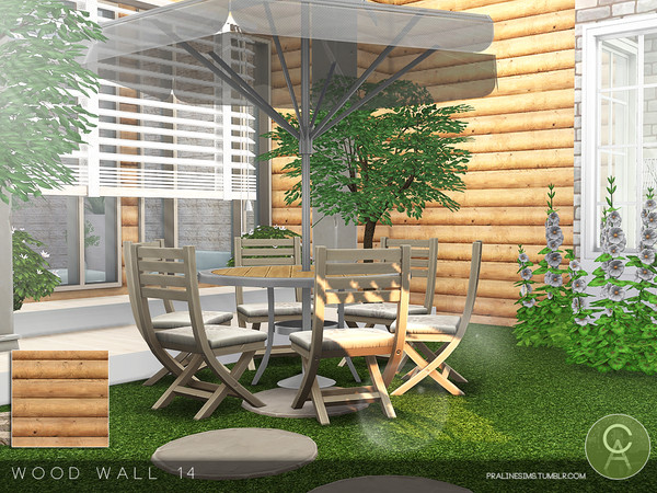 Sims 4 — Wood Wall 14 by Pralinesims — By Pralinesims