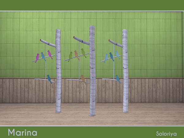 Sims 4 — Marina Beam with Birds by soloriya — Birch beam with small birds. Part of Marina set. 3 color variations.