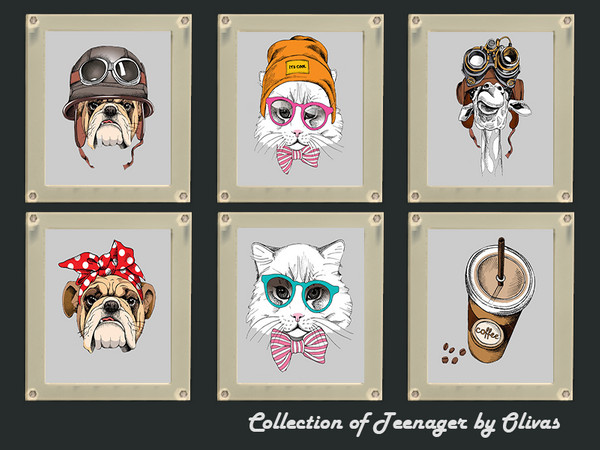 Sims 4 — Collection of Teenager by olivas2 — <strong>Created for: The Sims 4</strong> Recolor of a base game painting Set