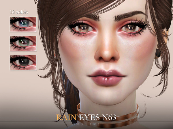 Sims 4 — Rain Eyes N63 by Pralinesims — Shiny eyes in 18 colors for your sims. Works for all ages and genders.