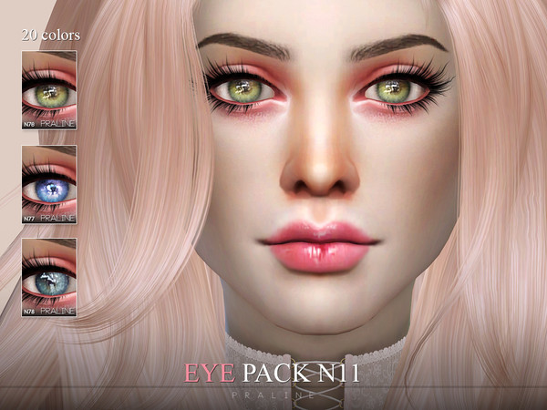 Sims 4 — Eye Pack N11 by Pralinesims — 3 eyes in 20 colors, for all ages and genders.