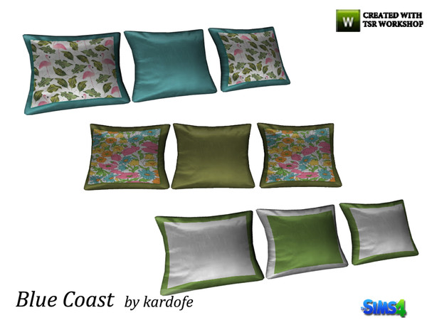 Sims 4 — kardofe_Blue Coast_Sofa Cushions by kardofe — Set of three cushions to place on the sofa, in three color options