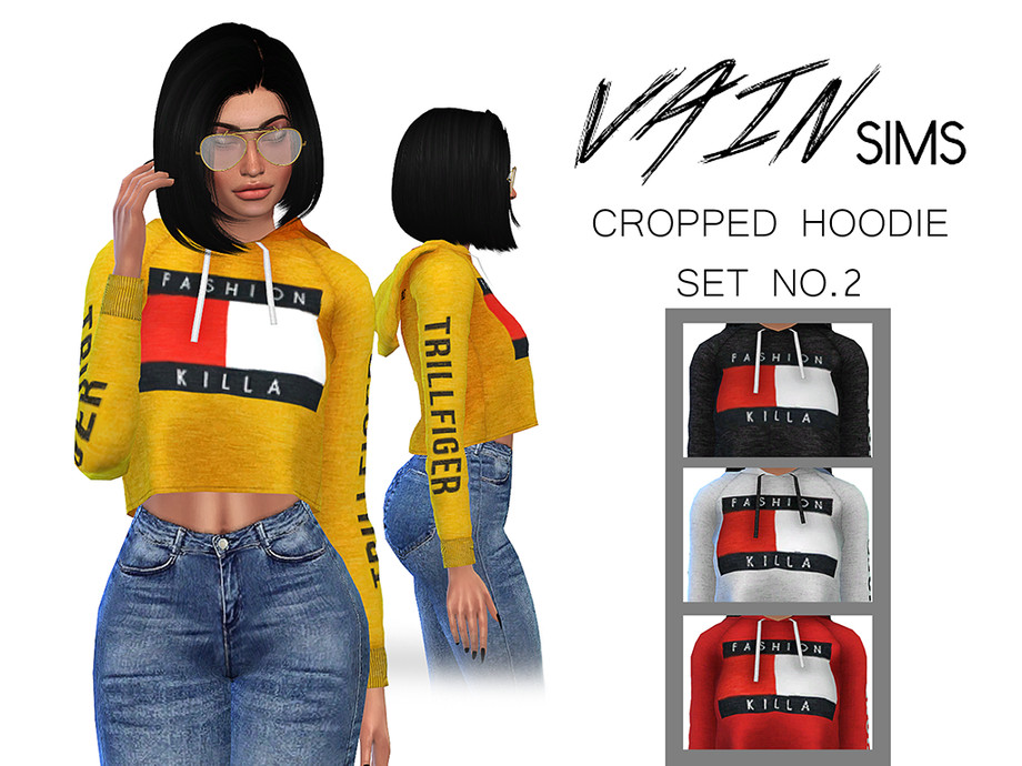 The Sims Resource Cropped Hoodie Set No2