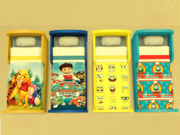 Sims 4 — Toddler Bed Recolor boys by JigglySimmer — Toddlers Bed for boys 4 swatches