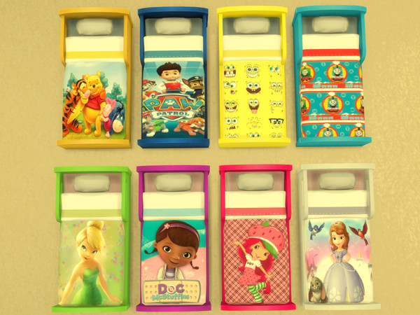 Sims 4 — Toddler Bed Recolor by JigglySimmer — Toddlers beds 8 swatches